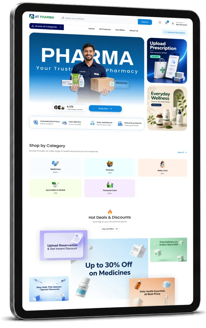 AT Pharma online pharmacy website
